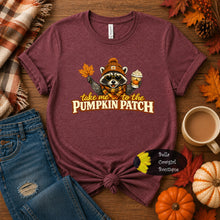 Load image into Gallery viewer, Take me To The Pumpkin Patch Fall Pumpkin Spice Raccoon T-Shirt