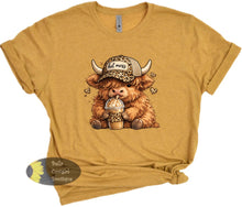 Load image into Gallery viewer, Hot Mess Highland Cow Iced Coffee Funny Western T-Shirt