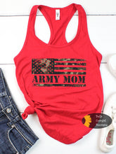 Load image into Gallery viewer, Camo Army Mom Flag Military Patriotic Women's Tank Top