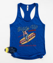Load image into Gallery viewer, Giddy Up Hot Dog Cowboy Vintage Rodeo July 4th Western Women's Tank Top