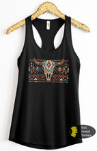 Load image into Gallery viewer, Aztec Boho Steer Skull Western Women's Tank Top