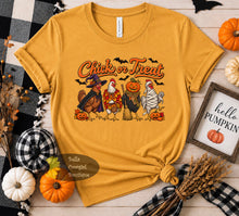 Load image into Gallery viewer, Chick Or Treat Funny Halloween Chickens In Costume Farmhouse Western T-Shirt