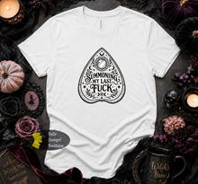 Load image into Gallery viewer, Summoning My Last Fck Ouija Board Funny Halloween T-Shirt