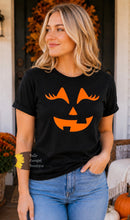 Load image into Gallery viewer, Pumpkin With Lashes Halloween Women's T-Shirt