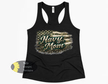 Load image into Gallery viewer, Navy Mom American Flag Patriotic Women's tank Top