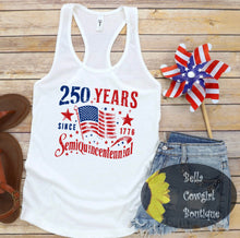 Load image into Gallery viewer, 250 Years Since 1776 Semi-Quincentennial America's Birthday July 4th Patriotic Women's Tank Top