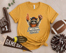 Load image into Gallery viewer, I'm Only Here For The Concession Stand Funny Raccoon Football T-Shirt
