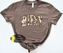 Load image into Gallery viewer, Brown Cow Print Wifey Western T-Shirt