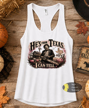 Load image into Gallery viewer, He's From Texas I Can Tell Horror Halloween Chainsaw Country Music Women's Tank Top