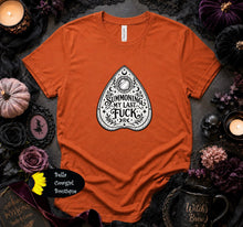 Load image into Gallery viewer, Summoning My Last Fck Ouija Board Funny Halloween T-Shirt