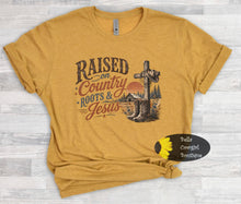 Load image into Gallery viewer, Raised On Country Roots And Jesus Western T-Shirt