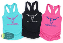 Load image into Gallery viewer, Bella Cowgirl Steer Skull Western Women's Tank Top