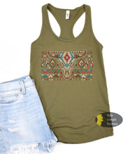 Load image into Gallery viewer, Aztec Boho Steer Skull Western Women's Tank Top