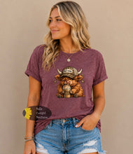 Load image into Gallery viewer, Hot Mess Highland Cow Iced Coffee Funny Western T-Shirt