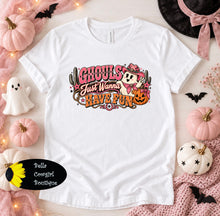 Load image into Gallery viewer, Ghouls Just Wanna Have Fun Cowgirl Ghost Western Halloween T-Shirt