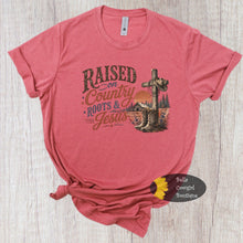 Load image into Gallery viewer, Raised On Country Roots And Jesus Western T-Shirt
