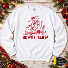 Load image into Gallery viewer, Howdy Roping Santa Western Christmas Sweatshirt