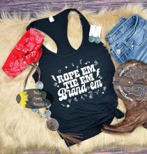 Load image into Gallery viewer, Rope Em Tie Em Brand Em Western Women's Tank Top