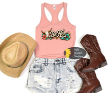 Load image into Gallery viewer, Be Her Steer Skull Turquoise Country Music Women's Tank Top