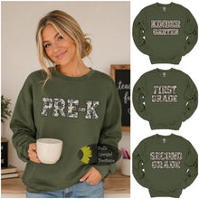 Load image into Gallery viewer, Grunge Camo Pre-k, Second Grade, Kindergarten Teacher First Day Of School Sweatshirt