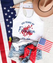 Load image into Gallery viewer, 250 Years of Freedom Western Patriotic America's Birthday Women's Tank Top