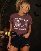 Load image into Gallery viewer, There It Goes My Last Flying F*ck Funny Skeleton Halloween T-Shirt
