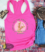 Load image into Gallery viewer, She'll Set The Field On Fire Just Cutting Across The Pasture Country Music Western Boots Women's Tank Top