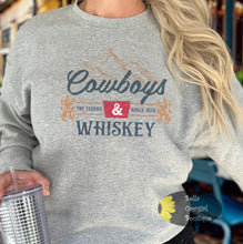 Load image into Gallery viewer, Cowboys And Whiskey Western Sweatshirt

