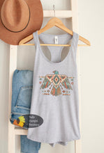 Load image into Gallery viewer, Turquoise And Peach Aztec Thunderbird Women's Tank Top