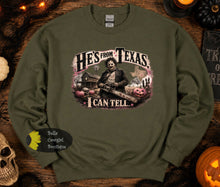 Load image into Gallery viewer, He's From Texas I Can Tell Country Music Horror Halloween Sweatshirt