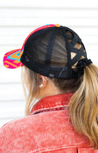 Load image into Gallery viewer, Flames Aztec Ponytail Hat
