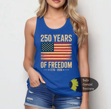 Load image into Gallery viewer, 250 Years Of Freedom America's 250th Birthday Patriotic Women's Tank Top