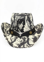 Load image into Gallery viewer, Ivory Snakeskin Steer Western Straw Cowgirl Hat