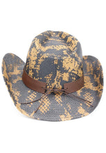 Load image into Gallery viewer, Brown Snakeskin Steer Western Straw Cowgirl Hat