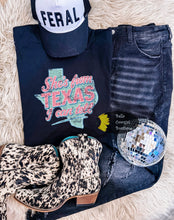 Load image into Gallery viewer, Turquoise & Pink She's From Texas I Can Tell Western Country Music Concert T-Shirt