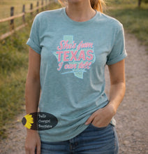 Load image into Gallery viewer, Turquoise & Pink She's From Texas I Can Tell Western Country Music Concert T-Shirt