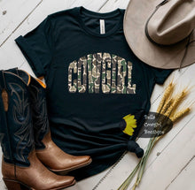 Load image into Gallery viewer, Western Camo Distressed Cowgirl Rodeo T-Shirt