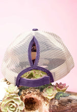 Load image into Gallery viewer, Los Lunes Aztec Southwestern Distressed High Pony Hat - Purple