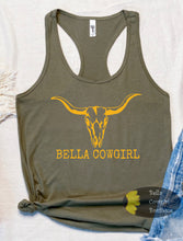 Load image into Gallery viewer, Bella Cowgirl Steer Skull Western Women's Tank Top