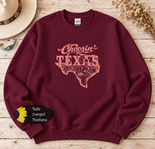 Load image into Gallery viewer, Choosin' Texas Pink Country Music Concert Sweatshirt