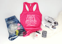 Load image into Gallery viewer, Peace Love And Country Music Women's Tank Top