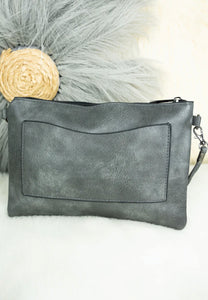 Boho Charcoal Leather Western Crossbody Bag