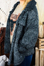 Load image into Gallery viewer, Snow Much Fun Black/Grey Western Sherpa Shacket
