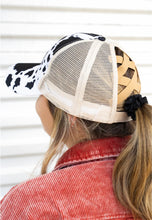 Load image into Gallery viewer, Cow Print Ponytail Mesh Western Hat