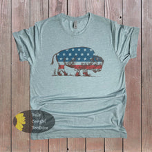 Load image into Gallery viewer, Red White And Buffalo July 4th Patriotic T-Shirt
