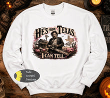 Load image into Gallery viewer, He's From Texas I Can Tell Country Music Horror Halloween Sweatshirt

