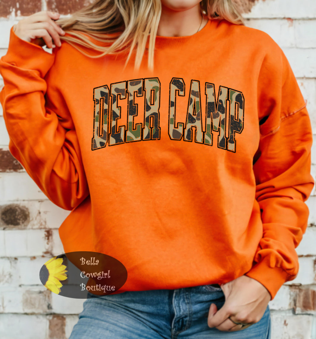 Distressed Country Camo Deer Camp Sweatshirt