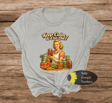 Load image into Gallery viewer, Keep Calm &amp; Can On Vintage Canning Gardening Ball Mason Jar T-Shirt
