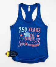 Load image into Gallery viewer, 250 Years Since 1776 Semi-Quincentennial America's Birthday July 4th Patriotic Women's Tank Top
