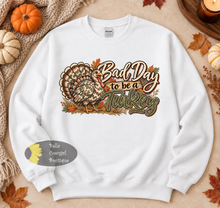 Load image into Gallery viewer, Camo Bad Day To Be A Turkey Funny Thanksgiving Sweatshirt
